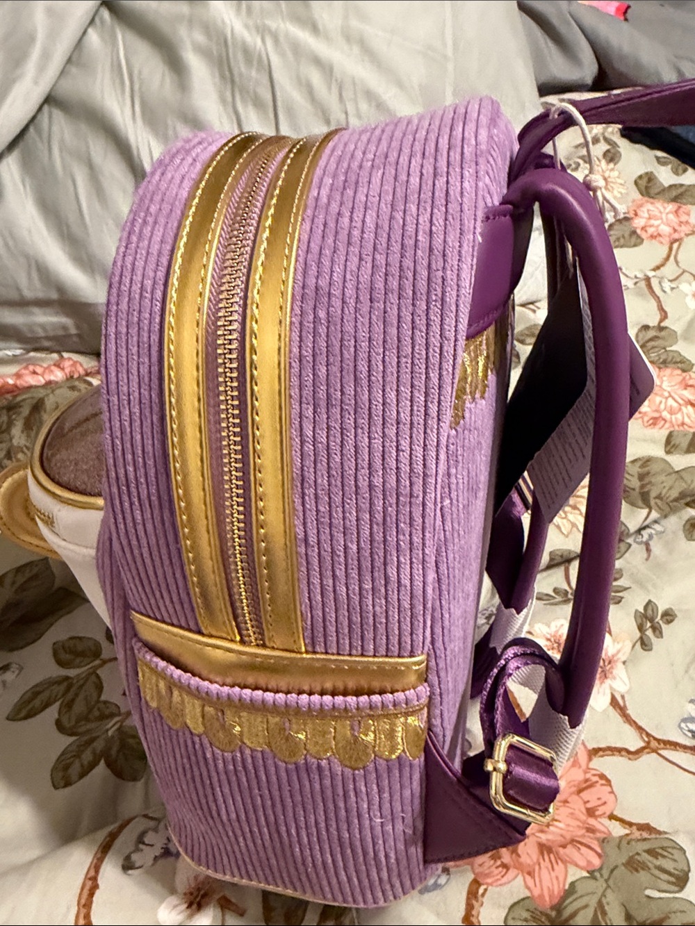 Loungefly Lavender & White Chip Character Corduroy Mini Backpack - Picture 4 of 4